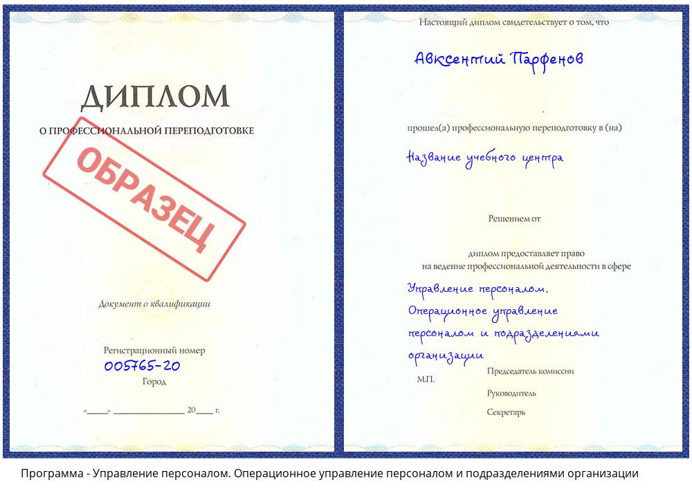 Управление персоналом. Операционное управление персоналом и подразделениями организации Клин