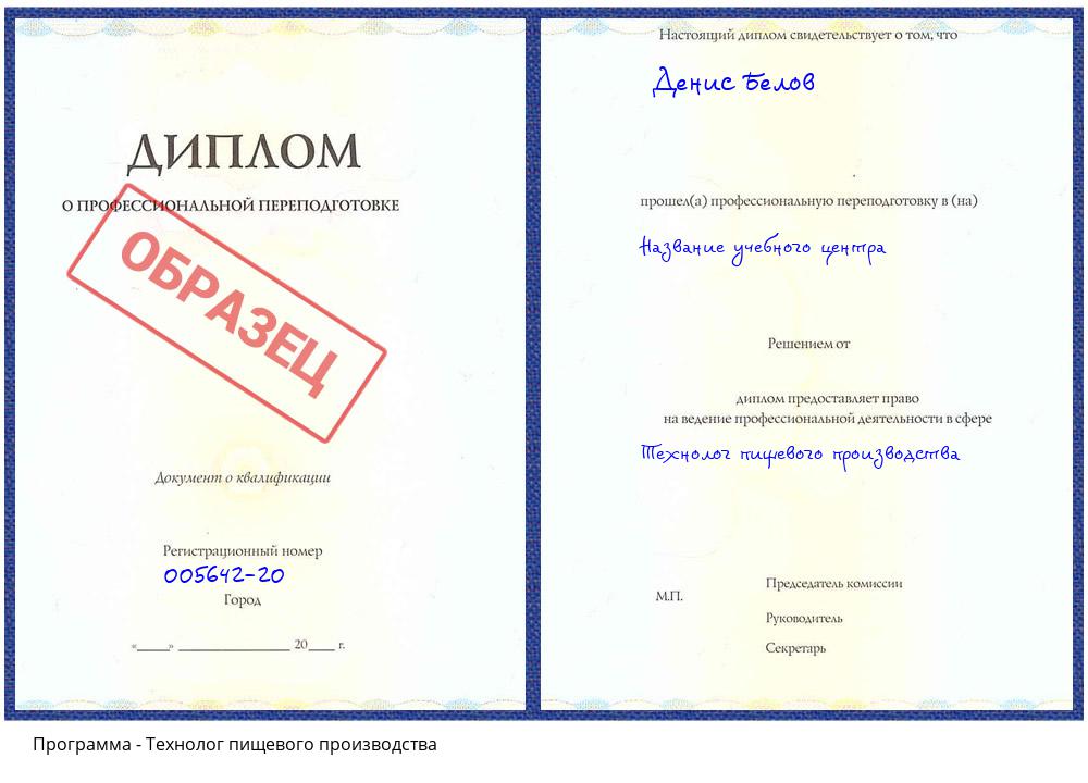 Технолог пищевого производства Клин