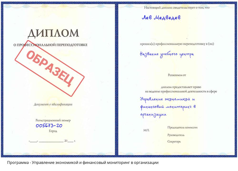 Управление экономикой и финансовый мониторинг в организации Клин