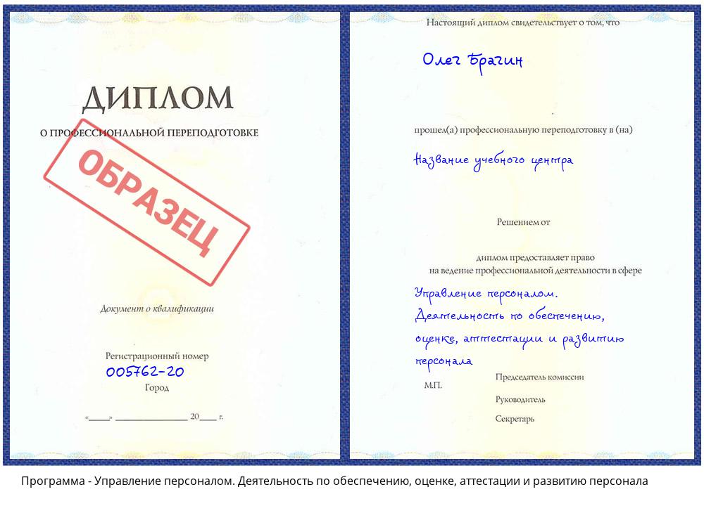 Управление персоналом. Деятельность по обеспечению, оценке, аттестации и развитию персонала Клин