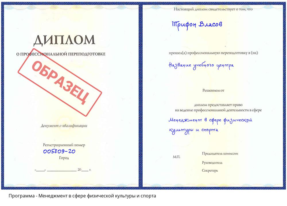 Менеджмент в сфере физической культуры и спорта Клин