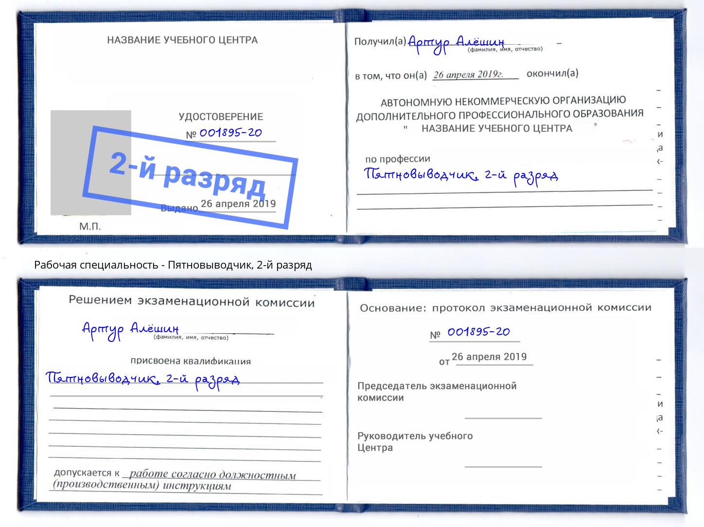 корочка 2-й разряд Пятновыводчик Клин